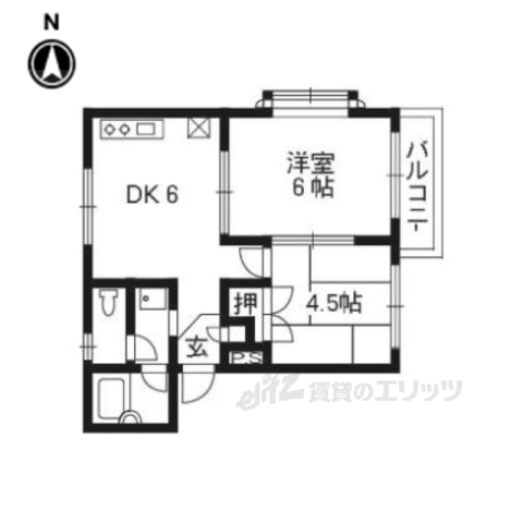 京都市左京区岩倉三宅町のアパートの間取り