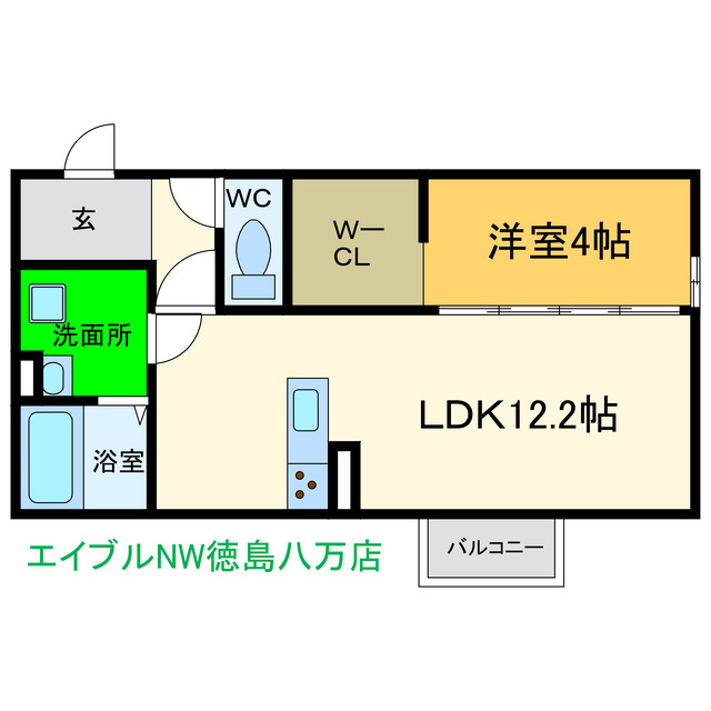 徳島市八万町のアパートの間取り