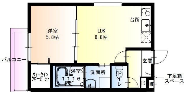 伊丹市北本町のアパートの間取り