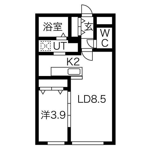 札幌市豊平区月寒西一条のマンションの間取り