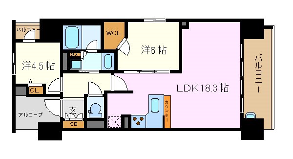 名古屋市中区栄のマンションの間取り