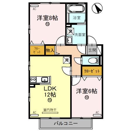 甲賀市水口町北泉のアパートの間取り