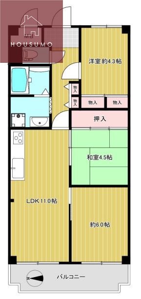 東大阪市日下町のマンションの間取り