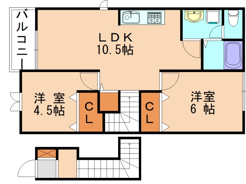 古賀市花見東のアパートの間取り