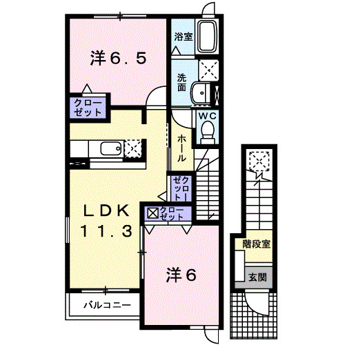 砺波市小杉のアパートの間取り