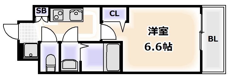 大阪市東住吉区桑津のマンションの間取り