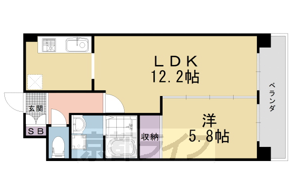 【京都市右京区西京極午塚町のマンションの間取り】