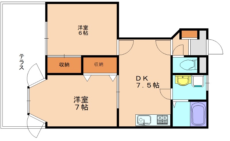 福津市花見の里のアパートの間取り