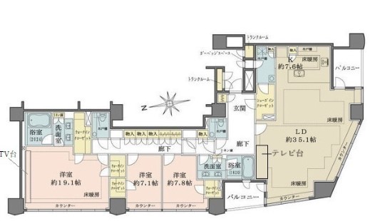 千代田区三番町のマンションの間取り