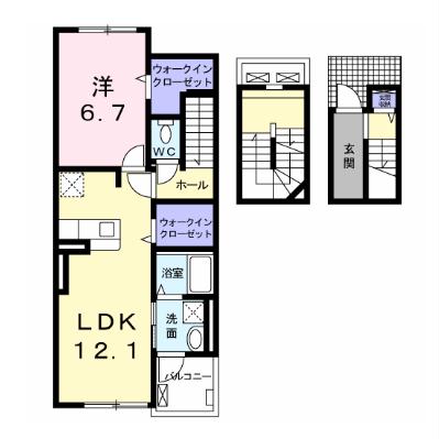 熊本市東区戸島のアパートの間取り