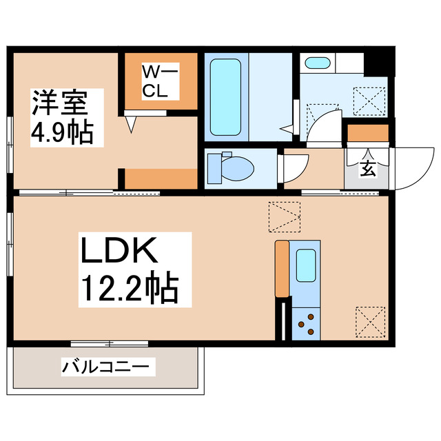 熊本市北区八景水谷のアパートの間取り