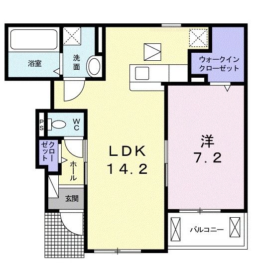 倉敷市中畝のアパートの間取り