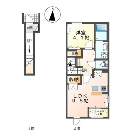 岡山市東区西大寺中野のアパートの間取り