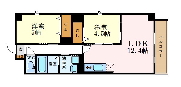 名古屋市西区花の木のマンションの間取り