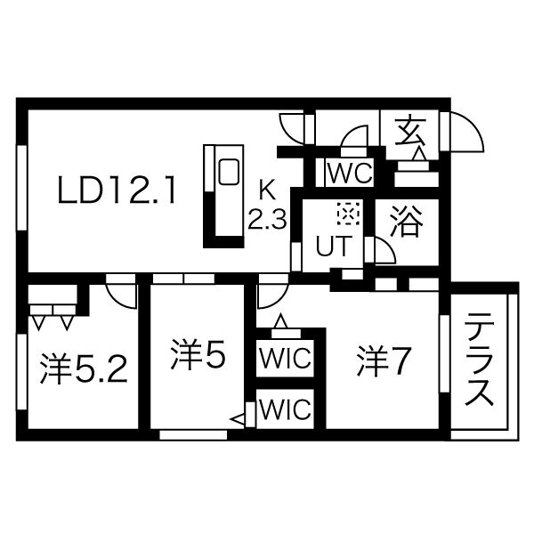 【札幌市西区発寒二条のマンションの間取り】