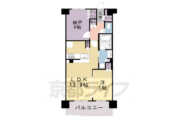 京都市南区吉祥院中島町のマンションの間取り