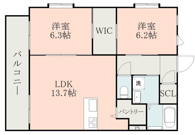 鹿児島市谷山中央のマンションの間取り