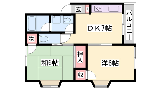 明石市朝霧町のマンションの間取り