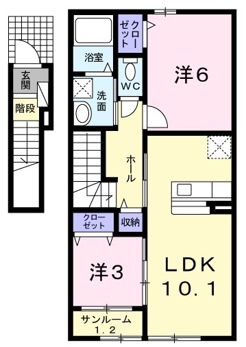 阿賀野市外城町のアパートの間取り