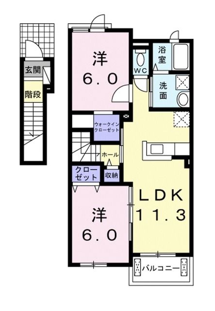 大洲市柚木のアパートの間取り