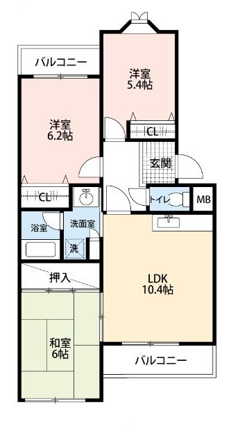 堺市北区新堀町のマンションの間取り