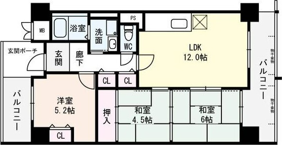 平野北日興マンションの間取り