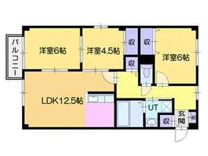 北広島市中央のアパートの間取り