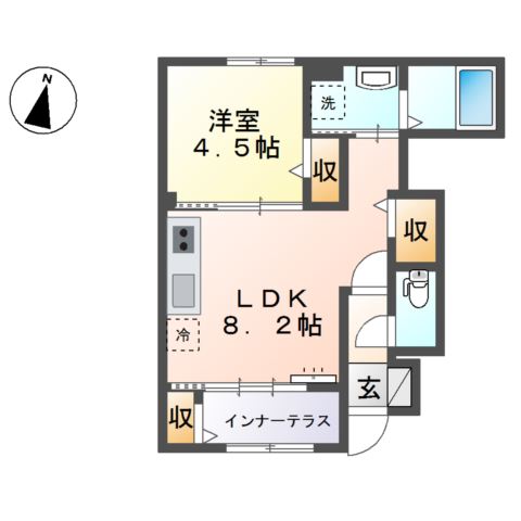 伊勢原市桜台のアパートの間取り