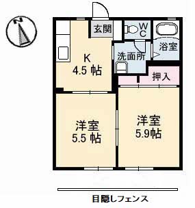 山口市小郡船倉町のアパートの間取り