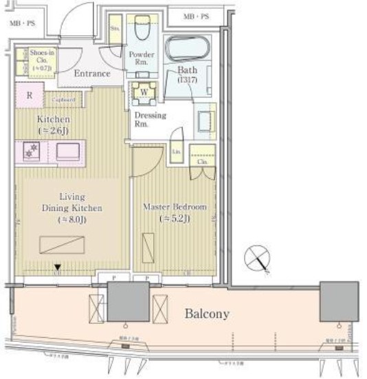 港区赤坂のマンションの間取り