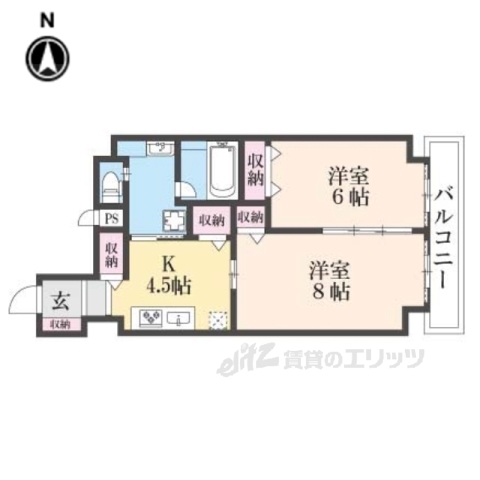 京都市上京区花車町のマンションの間取り