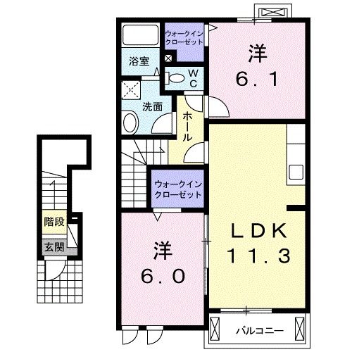 羽島市上中町長間のアパートの間取り