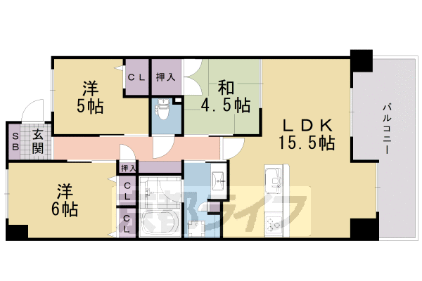 京都市伏見区村上町のマンションの間取り