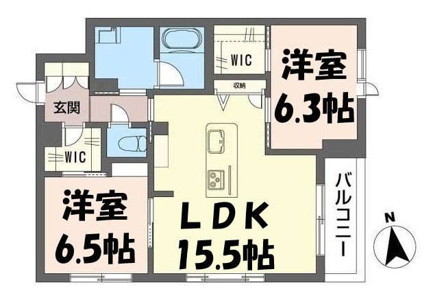 越谷市伊原のマンションの間取り