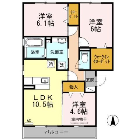 福山市本庄町中のアパートの間取り