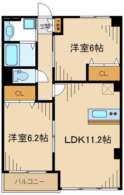 相模原市中央区清新のマンションの間取り