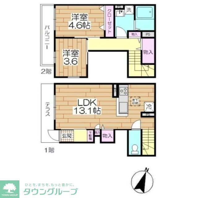 足立区竹の塚のアパートの間取り