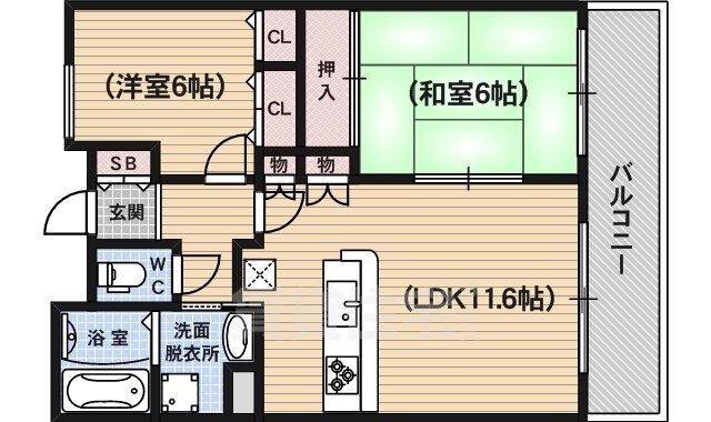 京都市南区吉祥院御池町のマンションの間取り