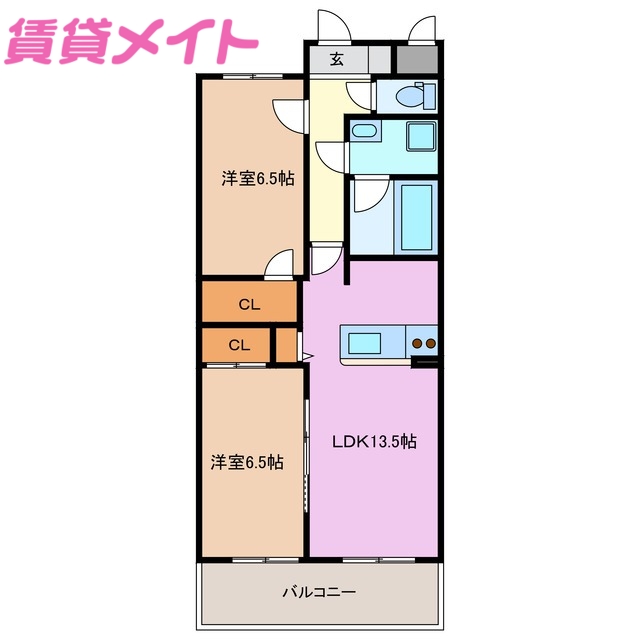 鈴鹿市住吉のマンションの間取り