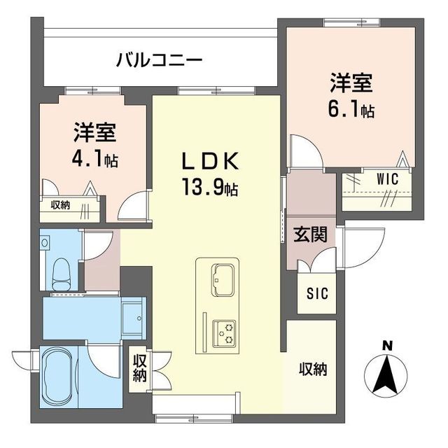ブルーライン 三ツ沢下町駅 徒歩3分 4階建 築1年の間取り写真