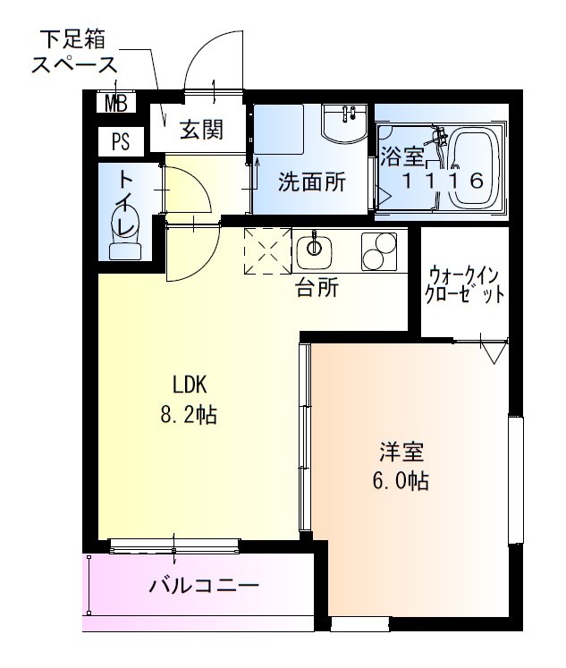 東大阪市今米のアパートの間取り