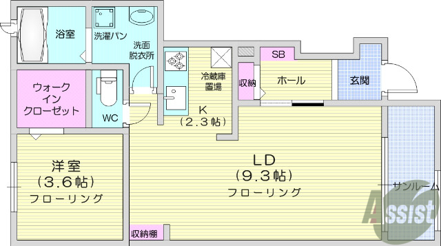 仙台市青葉区上愛子のアパートの間取り