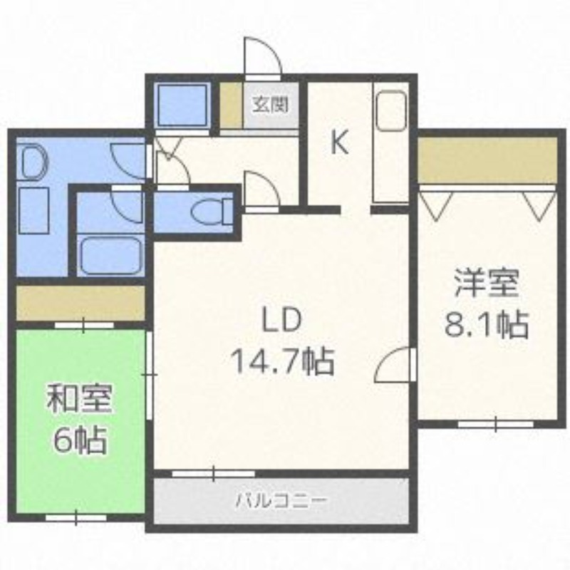 札幌市北区篠路八条のマンションの間取り