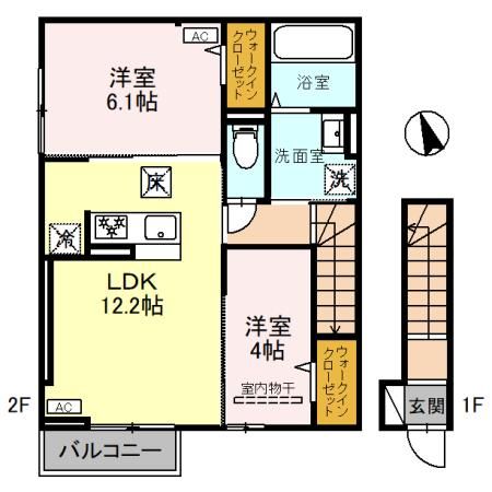 倉敷市神田のアパートの間取り