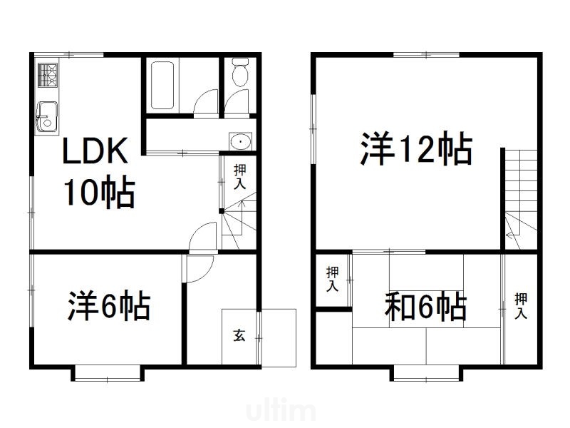 木幡御蔵山貸家の間取り