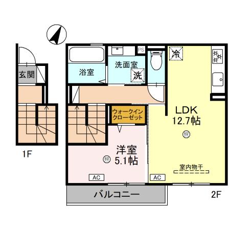 姫路市大津区北天満町のアパートの間取り