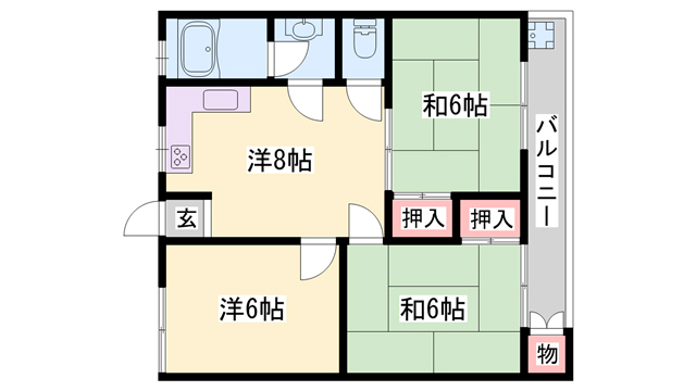 【明石市北朝霧丘のマンションの間取り】