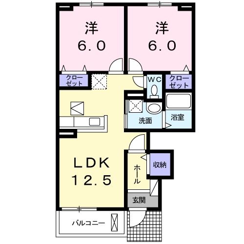 八女郡広川町大字久泉のアパートの間取り