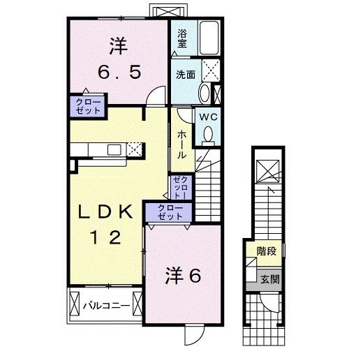 【海南市重根のアパートの間取り】