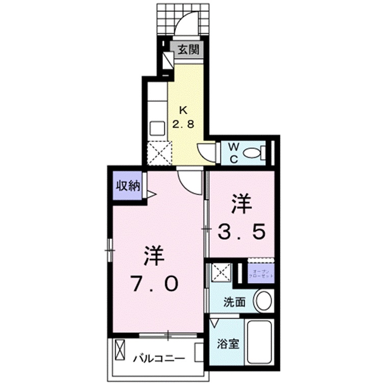 米子市旗ヶ崎のアパートの間取り